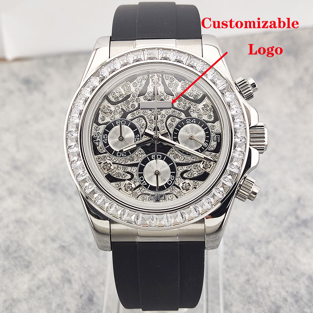 39mm Men's Watch VK63 Movement - đánh giá và giá Glass Bed