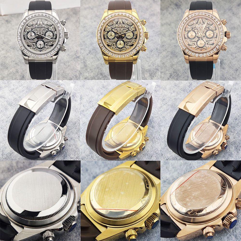 39mm Men's Watch VK63 Movement - đánh giá và giá Glass Bed