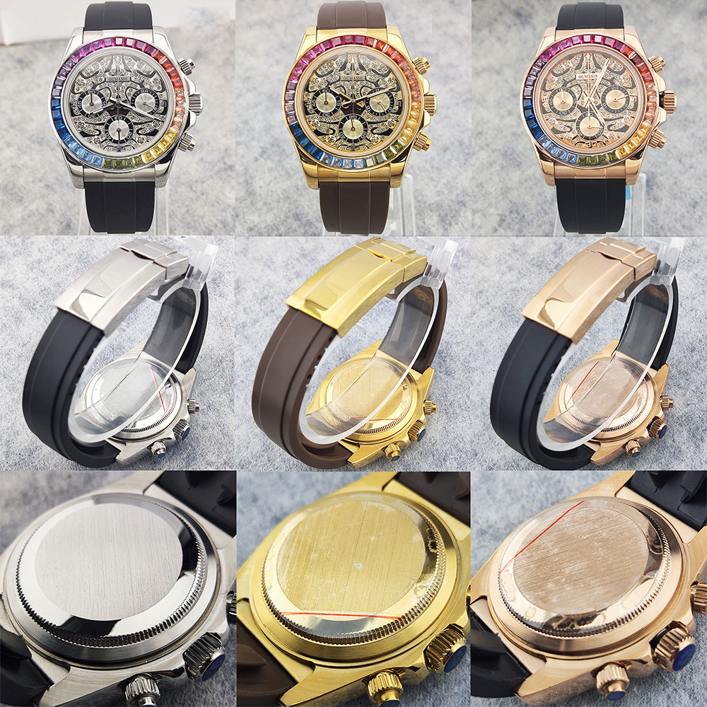39mm Men's Watch VK63 Movement - đánh giá và giá Glass Bed